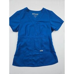 Greys Anatomy by Barco Womens XS Blue Scrub Top Medical Uniform V Neck